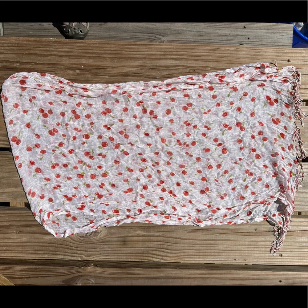 - Cherry Blossom Print Fringed Decorative Scarf! NEW!!